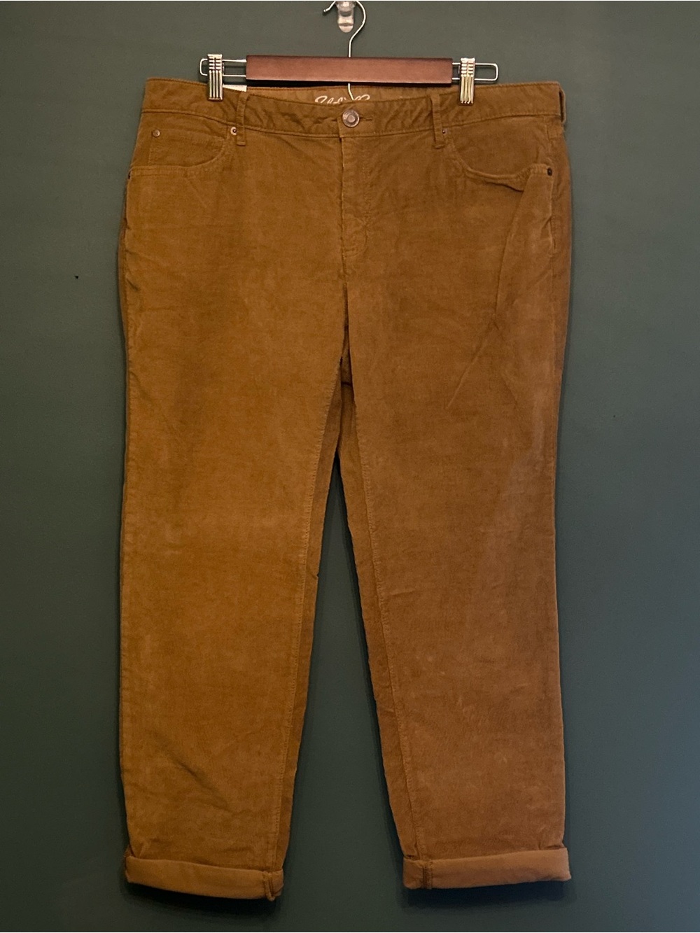 Eddie Bauer Boyfriend Corduroy Pants Mid Rise Straight Leg Brown Tan Gold
